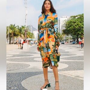 Farm Rio Dress Carioca Lensing Ecovero Viscose Midi Dress - Small BNWT